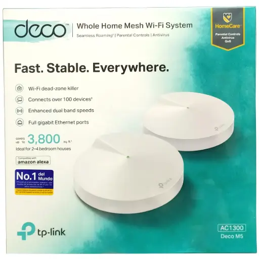 [DECO M5-2] DECO M5-2 GIGABIT AC1200 WIFI MESH TP LINK 353m CUADRADOS CON ANTIVIRUS 