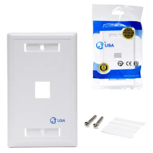 [LT-1P] LT USA PLACA EJECUTIVA VERTICAL DE 1 PUERTO (FACEPLATE) BLANCO.70X114MM.