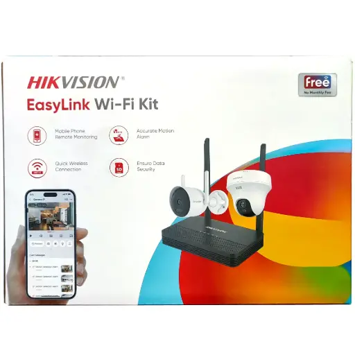 [HK-NKS4245WBTH] KIT EASYLINK CON NVR 4CH + BULLET 4MP + TURRET DE 5MP WIFI 6 HIKVISION HK-NKS4245WBTH