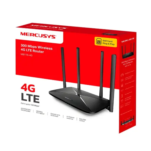 [MB115-4G] ROUTER 4G LTE WIFI 300Mbps MERCUSYS CON 4 ANTENAS MB115-4G