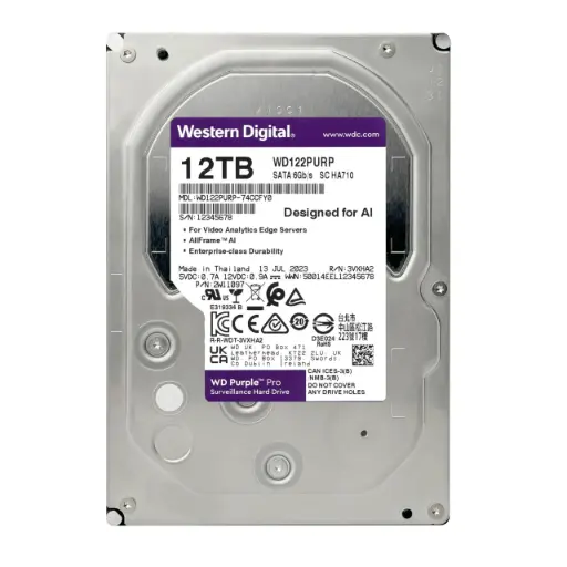DISCO DURO DE 12TB WESTERN DIGITAL PURPURA PARA CCTV