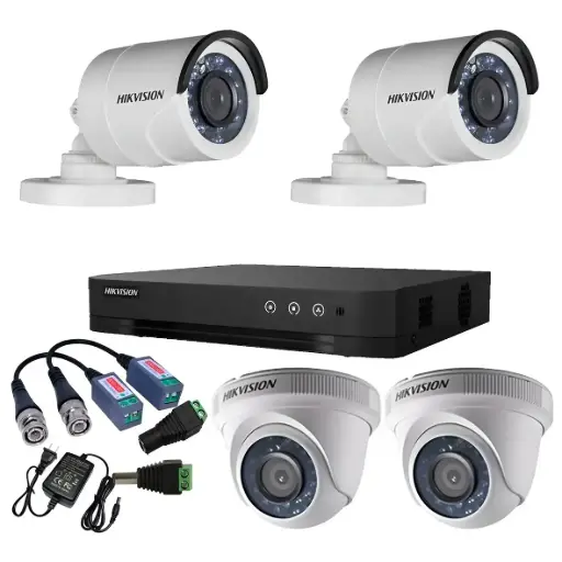 KIT DE 4 CAMARAS HD 1MP HIKVISION CON ACCESORIOS CCTV - SIN DISCO DURO