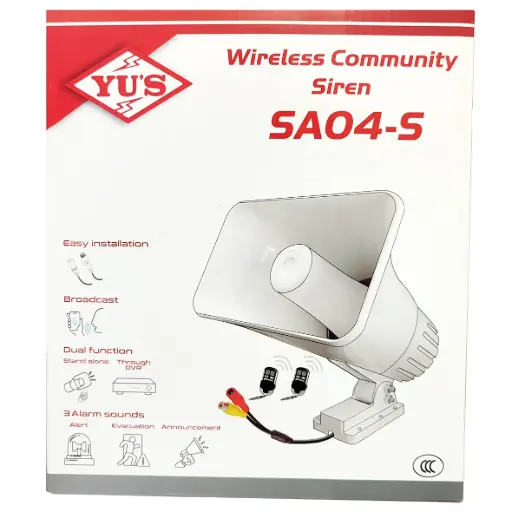 [SA04-S] BOCINA DE 30W PARA DVR/NVR CON SALIDA RCA | CON ALARMA Y PULSADORES