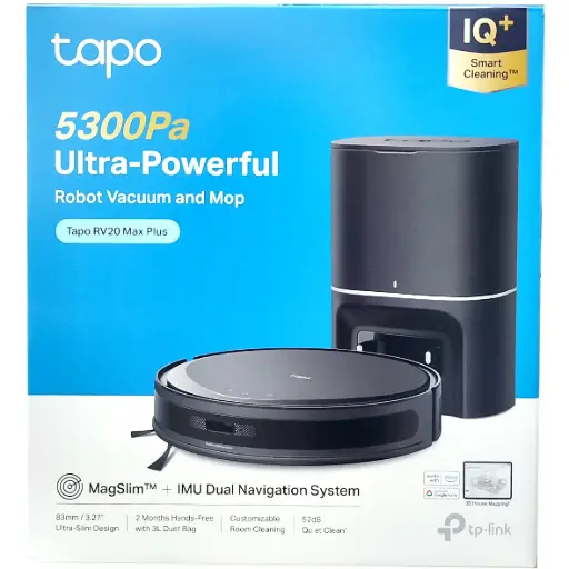 [TAPO RV20 MAX PLUS] ROBOT TAPO RV20 MAX PLUS ASPIRADORA Y FRIEGA SUELOS 5300Pa CON SISTEMA DE NAVEGACION MagSlim LiDAR + BASE DE AUTOVACEADO DE 3L