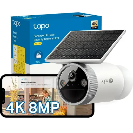 [TAPO C465] CAMARA TAPO C465 4K CON PANEL SOLAR INTEGRADO | BATERIA 7800MAH | CAPTURA 24/7 | CARGA EN 50min | DETECCION IA | 2.4GHz y 5GHz