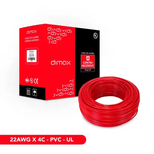 [T014] CABLE SOLIDO FPLR 4X22 SIN BLINDAJE -TRENZADO UL 305M CONTRA INCENDIO DIMAX T014