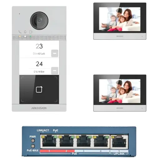 KIT VIDEO PORTERO IP DE 2 DEPARTAMENTOS HIKVISION FULL HD CON APP